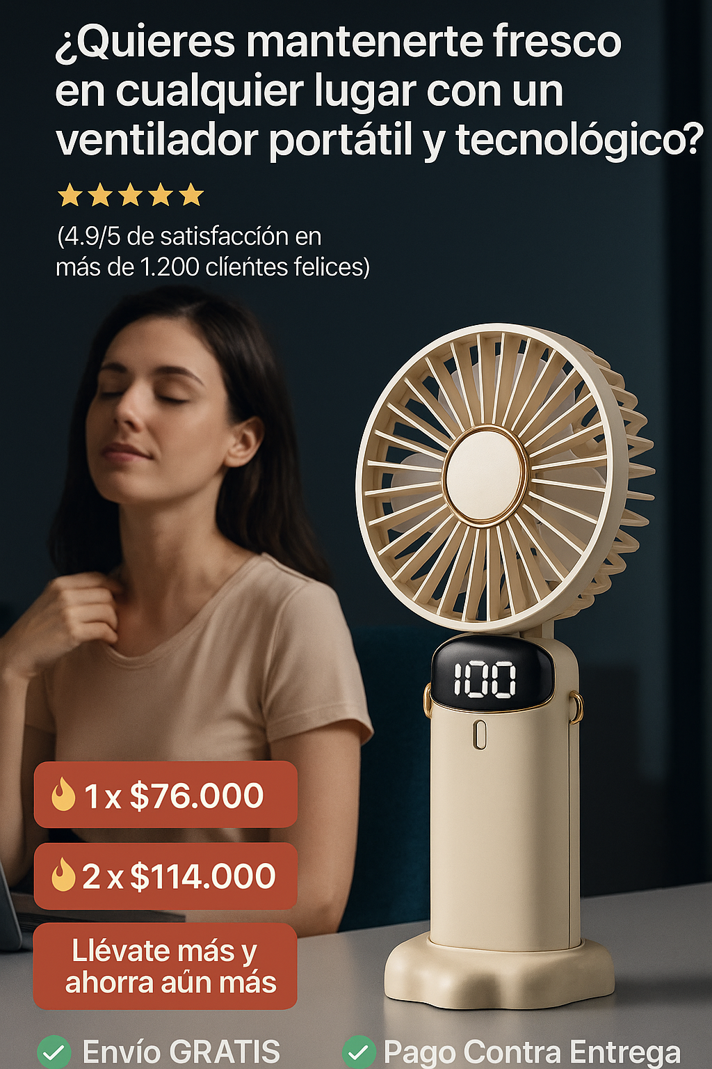 Ventilador Portátil Recargable de 5 Velocidades