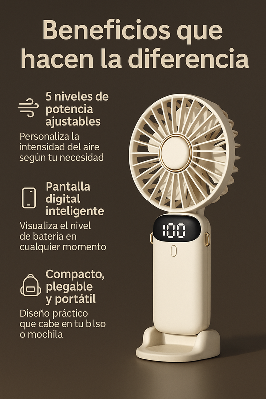 Ventilador Portátil Recargable de 5 Velocidades